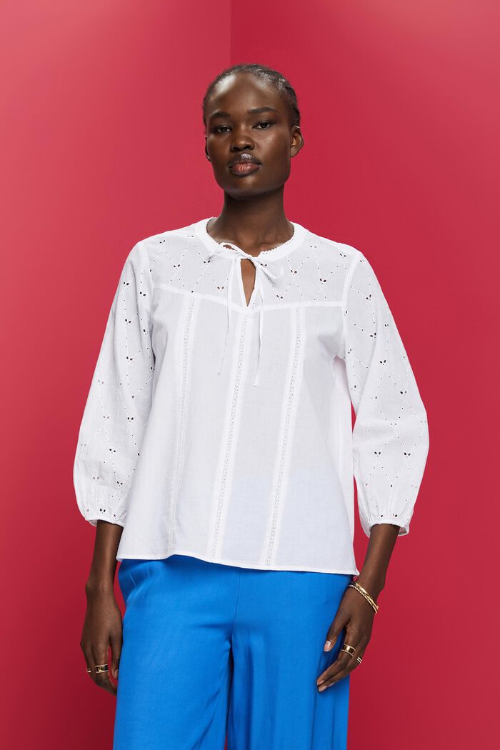 ESPRIT - Bluse mit Stickerei, unserem Baumwolle Shop Online % in 100