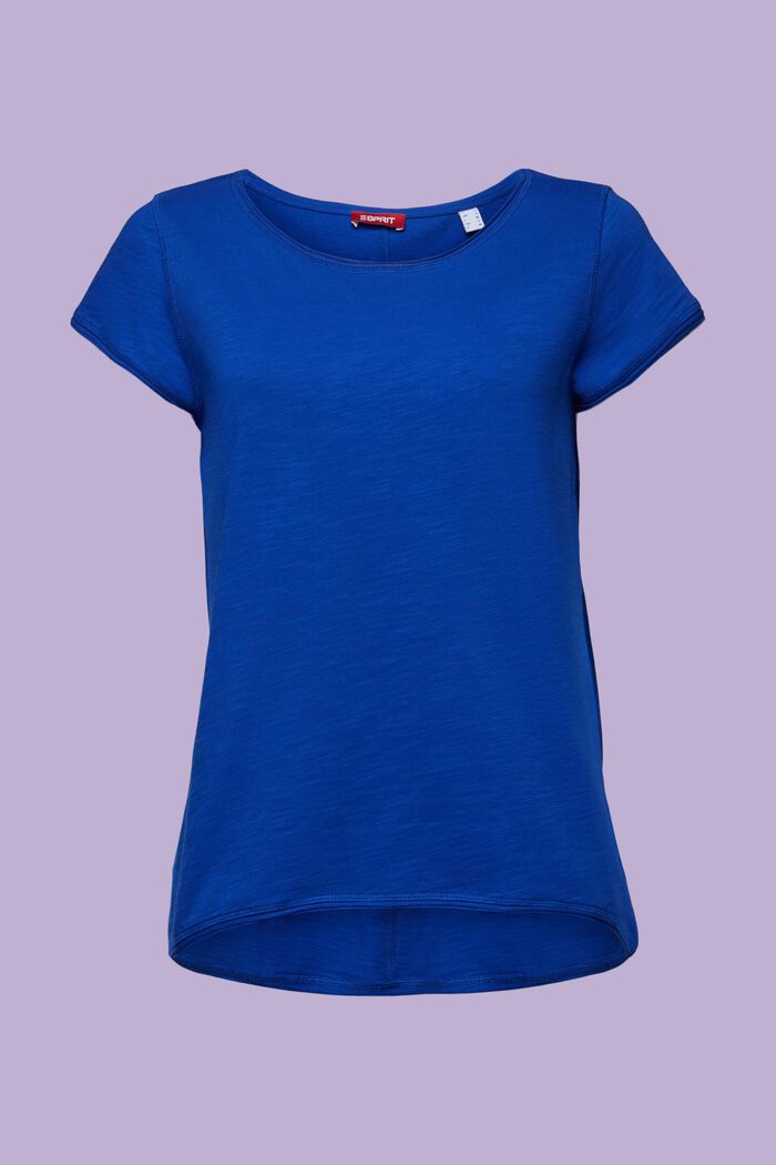 T-Shirt mit Slub-Struktur und Rollkanten, BRIGHT BLUE, detail image number 5