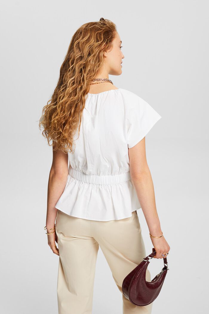 Popeline-Bluse mit Schößchen, WHITE, detail image number 3