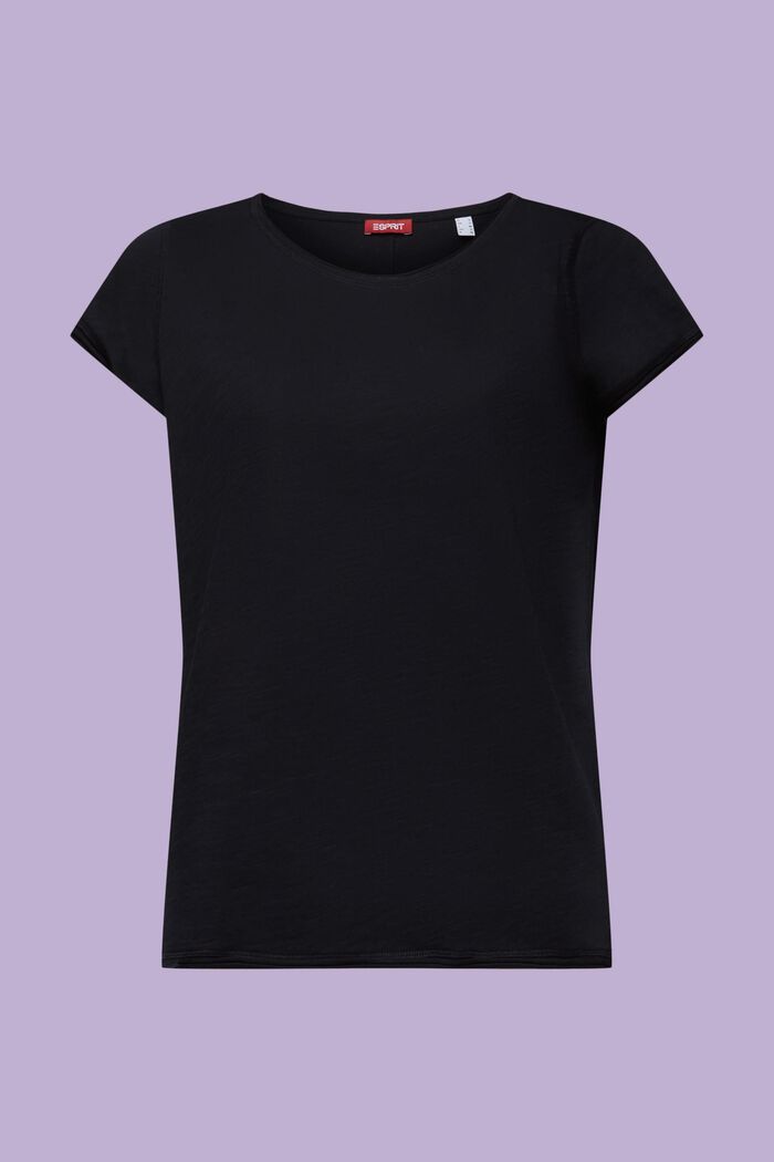 T-Shirt mit Slub-Struktur und Rollkanten, BLACK, detail image number 6