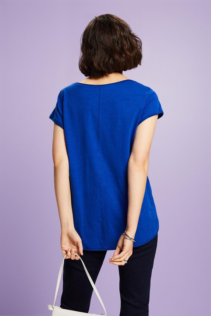 T-Shirt mit Slub-Struktur und Rollkanten, BRIGHT BLUE, detail image number 2